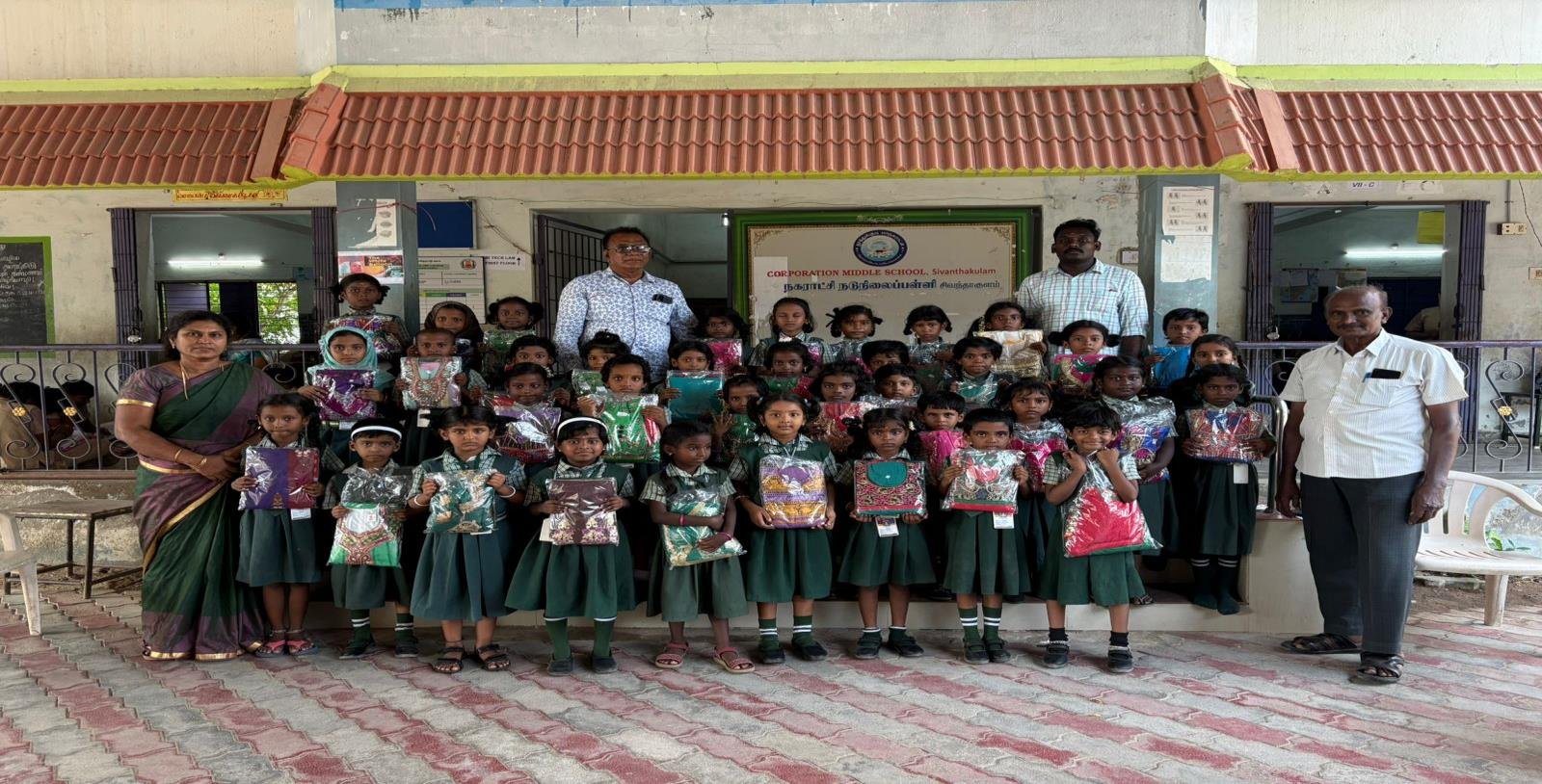 New clothes at Sivanthakulam school