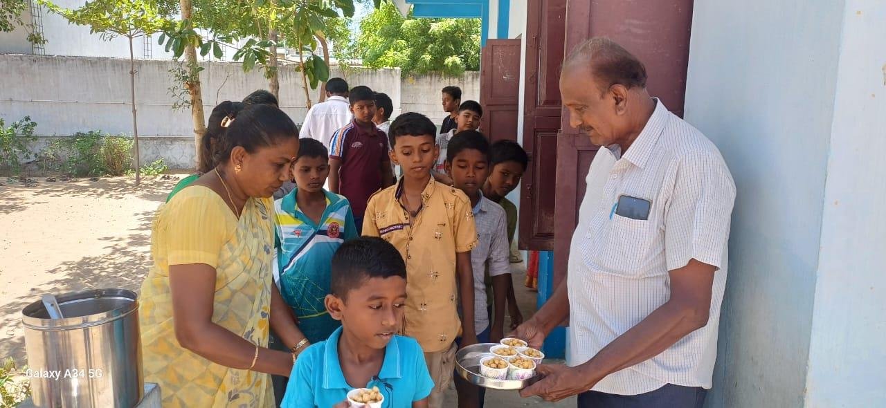 Snack distribution for local children