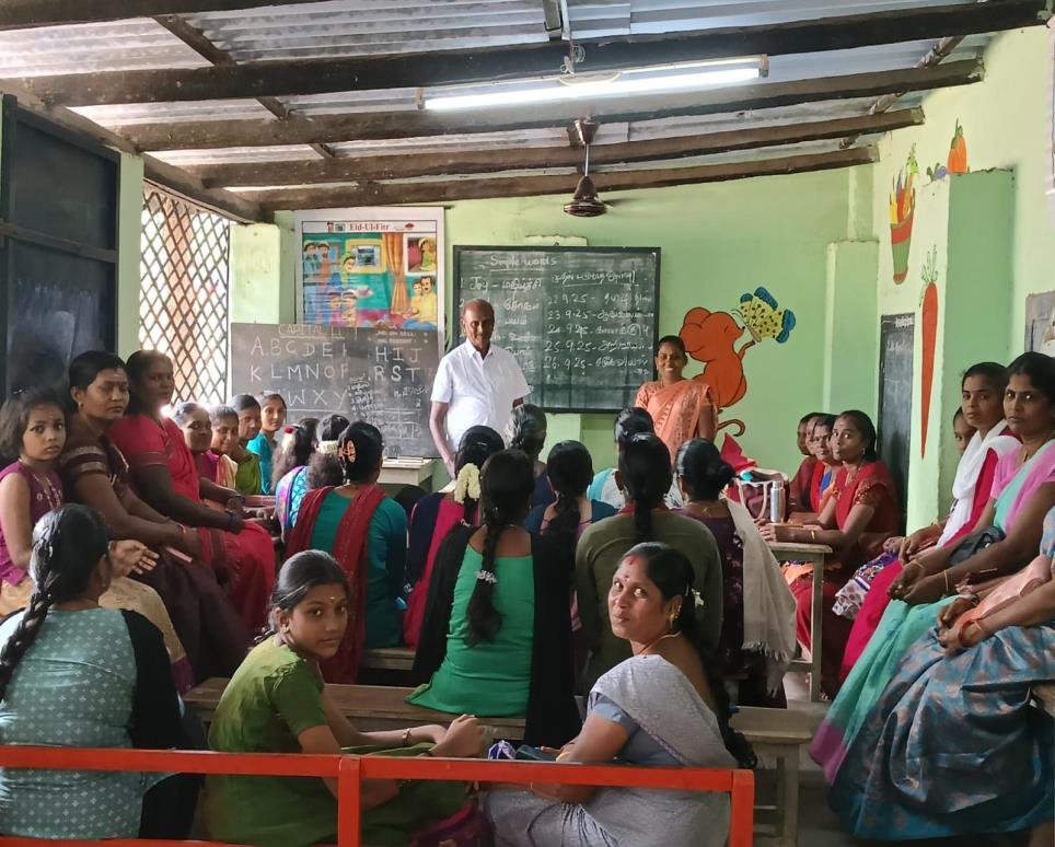 Adult literacy class for village women